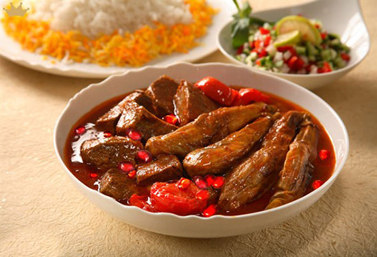 منوی شب یلدا  خورش انار و بادمجان